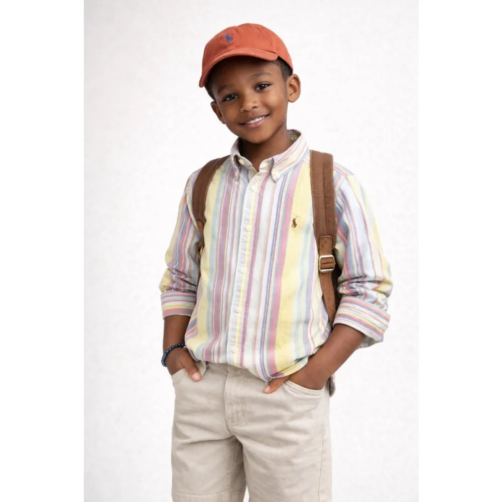 Polo Ralph Lauren Boys Button Down Shirt Size 6 Striped Multicolor Cotton Preppy